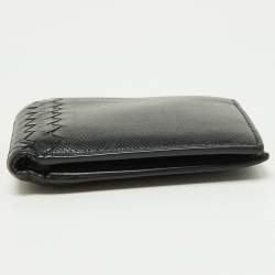 Pre Owned Bottega Veneta Black Intrecciato Karung and Leather Bifold Wallet
