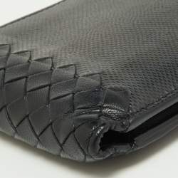 Pre Owned Bottega Veneta Black Intrecciato Karung and Leather Bifold Wallet