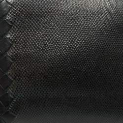 Pre Owned Bottega Veneta Black Intrecciato Karung and Leather Bifold Wallet