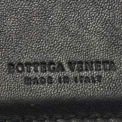 Pre Owned Bottega Veneta Black Intrecciato Karung and Leather Bifold Wallet