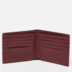 Pre Owned Bottega Veneta Burgundy Intrecciato Leather Bifold Wallet