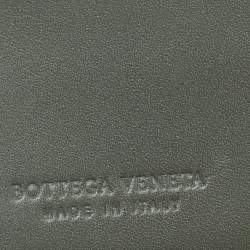 Pre Owned Bottega Veneta Olive Green Intrecciato Leather Bifold Wallet