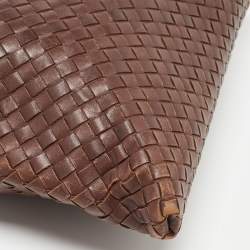 Pre Owned Bottega Veneta Brown Intrecciato Leather Messenger Bag