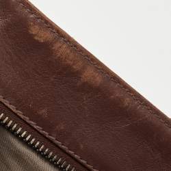 Pre Owned Bottega Veneta Brown Intrecciato Leather Messenger Bag