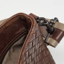 Pre Owned Bottega Veneta Brown Intrecciato Leather Messenger Bag