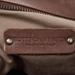 Pre Owned Bottega Veneta Brown Intrecciato Leather Messenger Bag