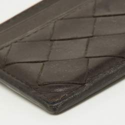 مملوكة مسبقًا Bottega Veneta Brown Intrecciato Leather Card Holder