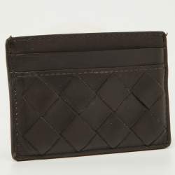 مملوكة مسبقًا Bottega Veneta Brown Intrecciato Leather Card Holder