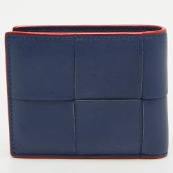 Bottega Veneta Blue Intrecciato Leather Cassette Bifold Wallet