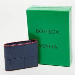 Bottega Veneta Blue Intrecciato Leather Cassette Bifold Wallet