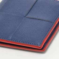Bottega Veneta Blue Intrecciato Leather Cassette Bifold Wallet