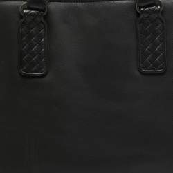 Pre Owned Bottega Veneta Black Intrecciato Leather Briefcase Bag