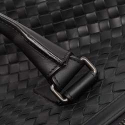 Pre Owned Bottega Veneta Black Intrecciato Leather Duffel Bag