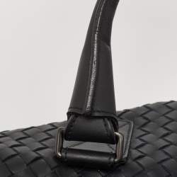 Pre Owned Bottega Veneta Black Intrecciato Leather Duffel Bag