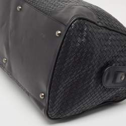 Pre Owned Bottega Veneta Black Intrecciato Leather Duffel Bag
