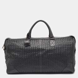 Pre Owned Bottega Veneta Black Intrecciato Leather Duffel Bag