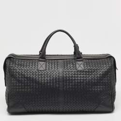 Pre Owned Bottega Veneta Black Intrecciato Leather Duffel Bag