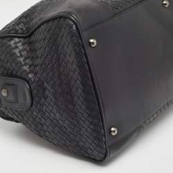 Pre Owned Bottega Veneta Black Intrecciato Leather Duffel Bag