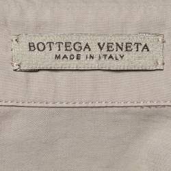 Pre Owned Bottega Veneta Grey Cotton Buttoned Up Collar Detail Shirt S