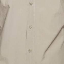 Pre Owned Bottega Veneta Grey Cotton Buttoned Up Collar Detail Shirt S