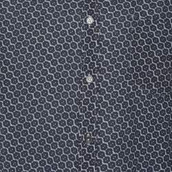 Pre Owned Bottega Veneta Blue Printed Long Sleeve Button Front Shirt M
