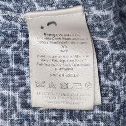 Pre Owned Bottega Veneta Blue Printed Long Sleeve Button Front Shirt M