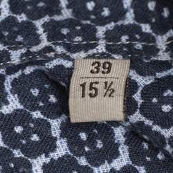 Pre Owned Bottega Veneta Blue Printed Long Sleeve Button Front Shirt M