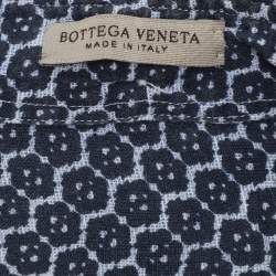 Pre Owned Bottega Veneta Blue Printed Long Sleeve Button Front Shirt M