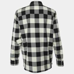 Pre Owned Bottega Veneta Monochrome Checked Cotton Oversized Shirt M