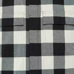 Pre Owned Bottega Veneta Monochrome Checked Cotton Oversized Shirt M