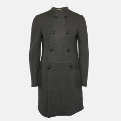 Bottega Veneta Grey Wool Felt Double Breasted Coat M
