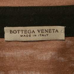 Bottega Veneta Brown Striped Cotton Knit Button Front Shirt L