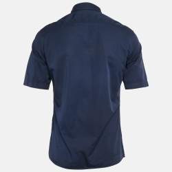 Bottega Veneta Blue Cotton Short Sleeve Shirt S