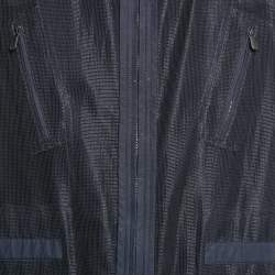 Bottega Veneta Navy Blue Cotton and Mesh Zip-Up Jacket XXXL