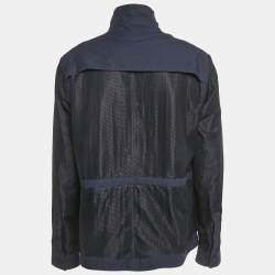 Bottega Veneta Navy Blue Cotton and Mesh Zip-Up Jacket XXXL