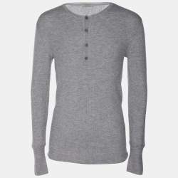 Bottega Veneta Cashmere Knit Henley Neck Full Sleeve T-Shirt L