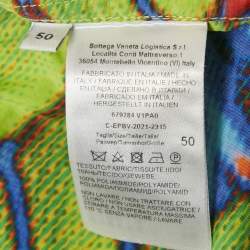 Bottega Veneta Neon Green Printed Synthetic Short Sleeve Shirt L