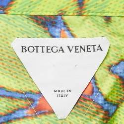 Bottega Veneta Neon Green Printed Synthetic Short Sleeve Shirt L