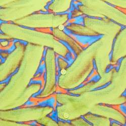 Bottega Veneta Neon Green Printed Synthetic Short Sleeve Shirt L