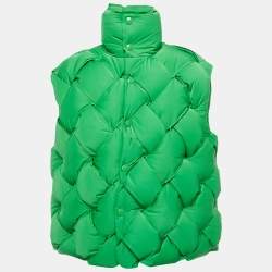 Bottega Veneta Green Nylon Intrecciato Down Shell Gilet M