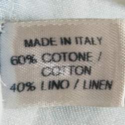 Pre Owned Bottega Veneta Light Blue Washed Effect Cotton Blend Button Front Shirt XL