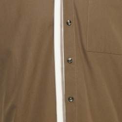 Pre Owned Bottega Veneta Brown Cotton Button Front Double Layered Shirt XXXL