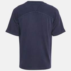 Pre Owned Bottega Veneta Navy Blue Cotton Crew Neck T-Shirt M