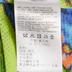 Pre Owned Bottega Veneta Neon Green Printed Synthetic Short Sleeve Shirt L