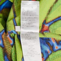 Pre Owned Bottega Veneta Neon Green Printed Synthetic Short Sleeve Shirt L