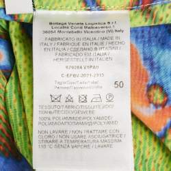 Pre Owned Bottega Veneta Neon Green Printed Synthetic Short Sleeve Shirt L