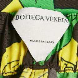 Pre Owned Bottega Veneta Black Fantasia Print Satin Short XXS