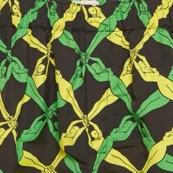 Pre Owned Bottega Veneta Black Fantasia Print Satin Short XXS