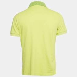 Pre Owned Bottega Veneta Yellow Cotton Collar Trim Polo T-Shirt L