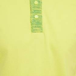 Pre Owned Bottega Veneta Yellow Cotton Collar Trim Polo T-Shirt L